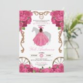 Roze Rose Western Charro Quinceanera Kaart (Staand voorkant)