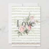 Roze Rose White Hydrangea Green Striped Weddenscha Kaart (Achterkant)