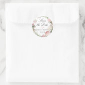 Roze Rose White Hydrangea Save the Date Ronde Sticker (Tas)