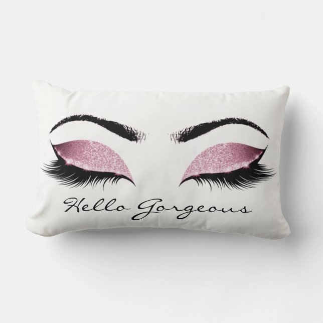 Roze Rose White Makeup Lashes Hallo Prachtige Kussen (Voorkant)