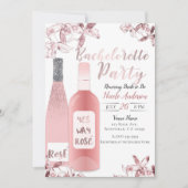 Roze Rosè Wijn & Orchidee Bloemen Bachelorette Par Kaart (Voorkant)