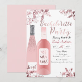 Roze Rosè Wijn & Orchidee Bloemen Bachelorette Par Kaart