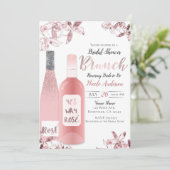 Roze Rosè Wijn & Orchidee Bloemen Brunch Ontbijt Kaart (Staand voorkant)