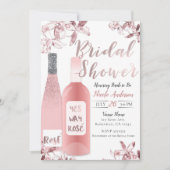 Roze Rosè-wijn & Orchideeën Bruidsdouche Kaart (Voorkant)