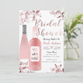 Roze Rosè-wijn & Orchideeën Bruidsdouche Kaart (Staand voorkant)