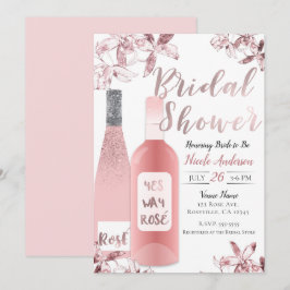 Roze Rosè Wine & Orchid Flowers Vrijgezellenfeest Kaart