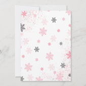 Roze Rose Winter Wonderland 1e Verjaardag Uitnodig Kaart (Achterkant)