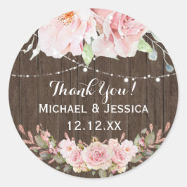 Roze Rose Wood Mason Jar Lights Dank u Ronde Sticker