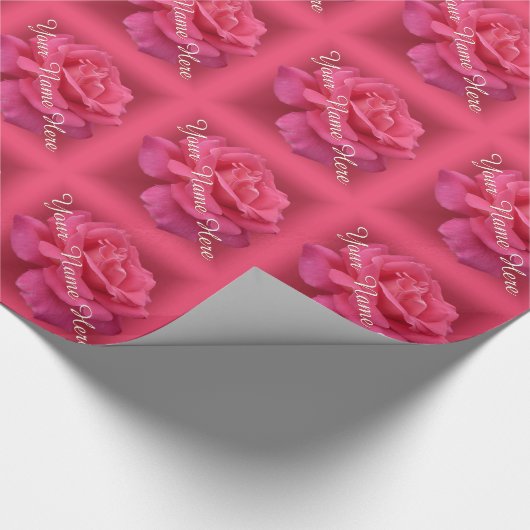 Roze Rose Wrapping Papier Gepersonaliseerd Roos Pa (Hoek)