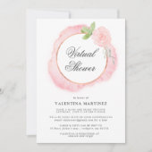 Roze Rose Wreath Virtual Bridal Baby shower Kaart (Voorkant)