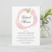 Roze Rose Wreath Virtual Bridal Baby shower Kaart (Staand voorkant)