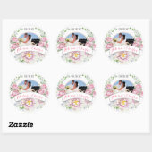 Roze Rose Wreath Weddenschap Fotozegels Ronde Sticker (Vel)