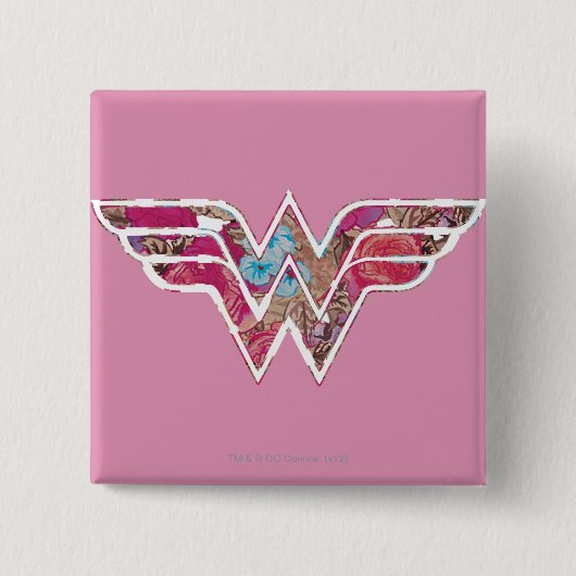 Roze Rose WW Vierkante Button 5,1 Cm (Voorkant)