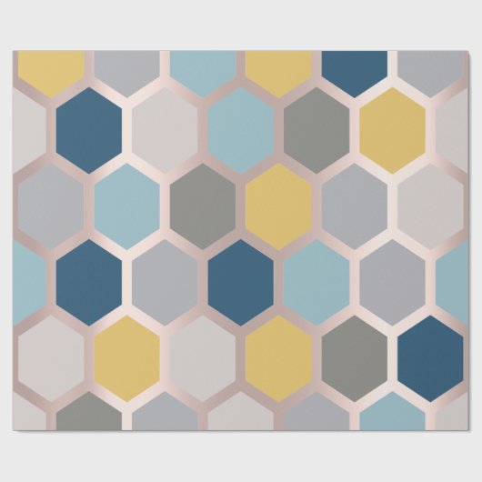 Roze Rose Yellow Blue Geometry Honeycomb Hexagon Cadeaupapier (Vlak)