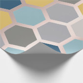 Roze Rose Yellow Blue Geometry Honeycomb Hexagon Cadeaupapier (Hoek)