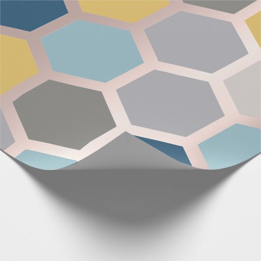 Roze Rose Yellow Blue Geometry Honeycomb Hexagon Cadeaupapier (Hoek)