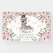 Roze Rose Zebra Baby shower Spandoek (Horizontaal)