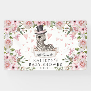 Roze Rose Zebra Baby shower Spandoek