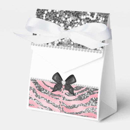 Roze Rose Zilver Glitter & Sparkle Favoriet Box Bedankdoosjes (Voorkant Zijde)