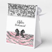 Roze Rose Zilver Glitter & Sparkle Favoriet Box Bedankdoosjes (Achterkant)