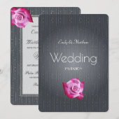 Roze Rose Zilver Grijs Getextureerde bruiloft uitn Kaart (Voorkant / Achterkant)
