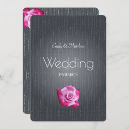 Roze Rose Zilver Grijs Getextureerde bruiloft uitn Kaart