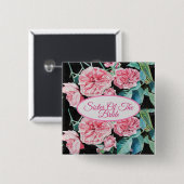 Roze Rose zus van de bruid Badge Rozen Vierkante Button 5,1 Cm (Voorkant /achterkant)