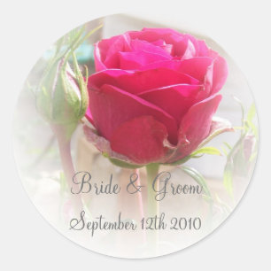 Roze Rosebud bruid en bruidegom Sticker