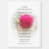 Roze Rosebud bruiloft Bewaar de datum Magneet (Voorkant)