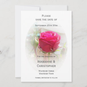 Roze Rosebud bruiloft Save The Date