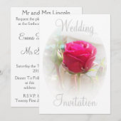 Roze Rosebud bruiloft uitnodiging (Voorkant / Achterkant)