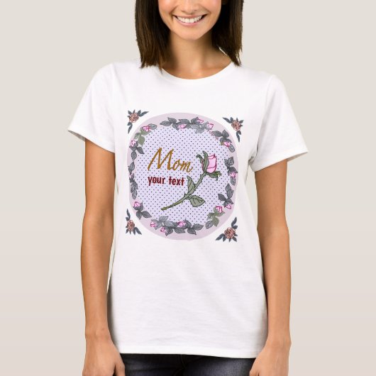 Roze Rosebud custom Mom T-shirt (Voorkant)
