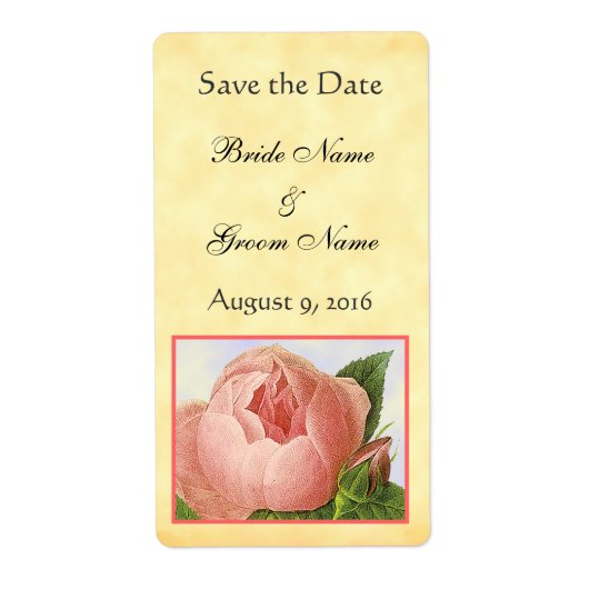Roze Rosebud Custom Save the Date Labels (Voorkant)