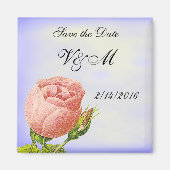 Roze Rosebud Custom Save the Date Magnet (Voorkant)