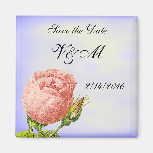 Roze Rosebud Custom Save the Date Magnet (Voorkant)