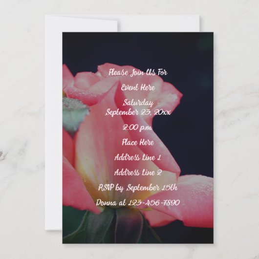 Roze Rosebud Floral Party Kaart (Voorkant)