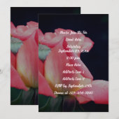 Roze Rosebud Floral Party Kaart (Voorkant / Achterkant)
