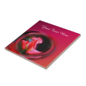 Roze Rosebud Flower Art Tegeltje (Zijkant)