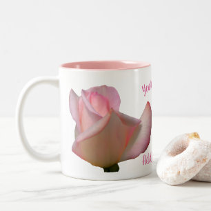 Roze Rosebud, gepersonaliseerd Tweekleurige Koffiemok