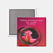 Roze Rosebud Inner Peace Flower Magnet (Voorkant / Achterkant)