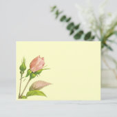 Roze Rosebud Invitation Reply Sjabloon Kaart (Staand voorkant)