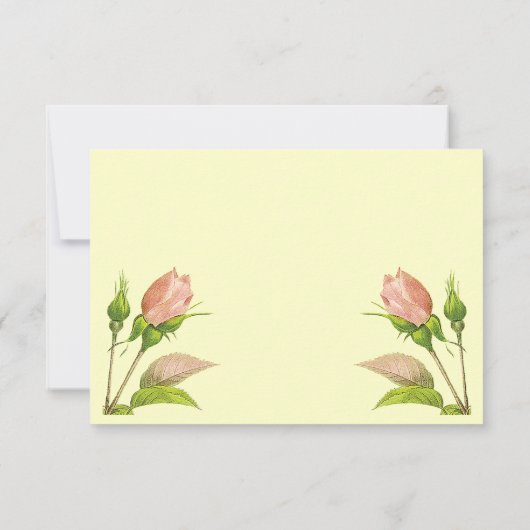 Roze Rosebud Invitation Reply Sjabloon Kaart (Achterkant)