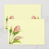 Roze Rosebud Invitation Reply Sjabloon Kaart (Voorkant / Achterkant)