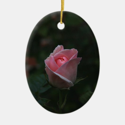 Roze rosebud keramisch ornament (Voorkant)
