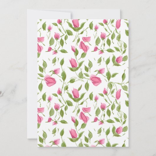 Roze Rosebud Ontwerp voor Geloofsvernieuwing Kaart (Achterkant)