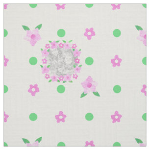 Roze Rosebud op White Custom Baby Photo Fabric Stof
