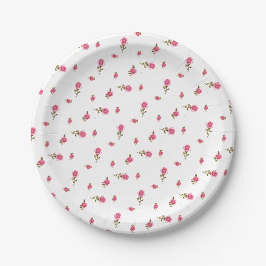  Roze Rosebud Papier borden Gepersonaliseerd Papieren Bordje (Voorkant)