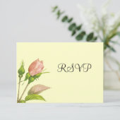 Roze Rosebud RSVP Invitation Sjabloon (Staand voorkant)