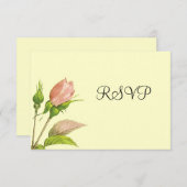 Roze Rosebud RSVP Invitation Sjabloon (Voorkant / Achterkant)