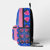 Roze rosebud stroomt uit de grenzen bedrukte rugzak (Rechts)